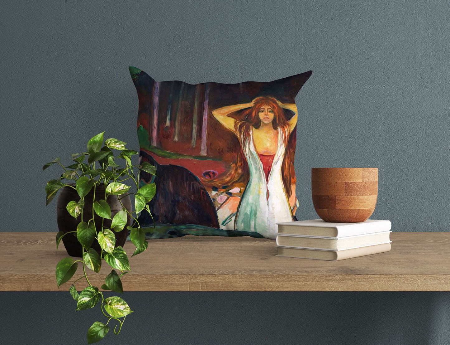 Edvard Munch Famous Art Ashes, Tapestry Pillows, Abstract Throw Pillow Cover, Artist Pillow, Black, Expressionist Pillow, Square Pillow