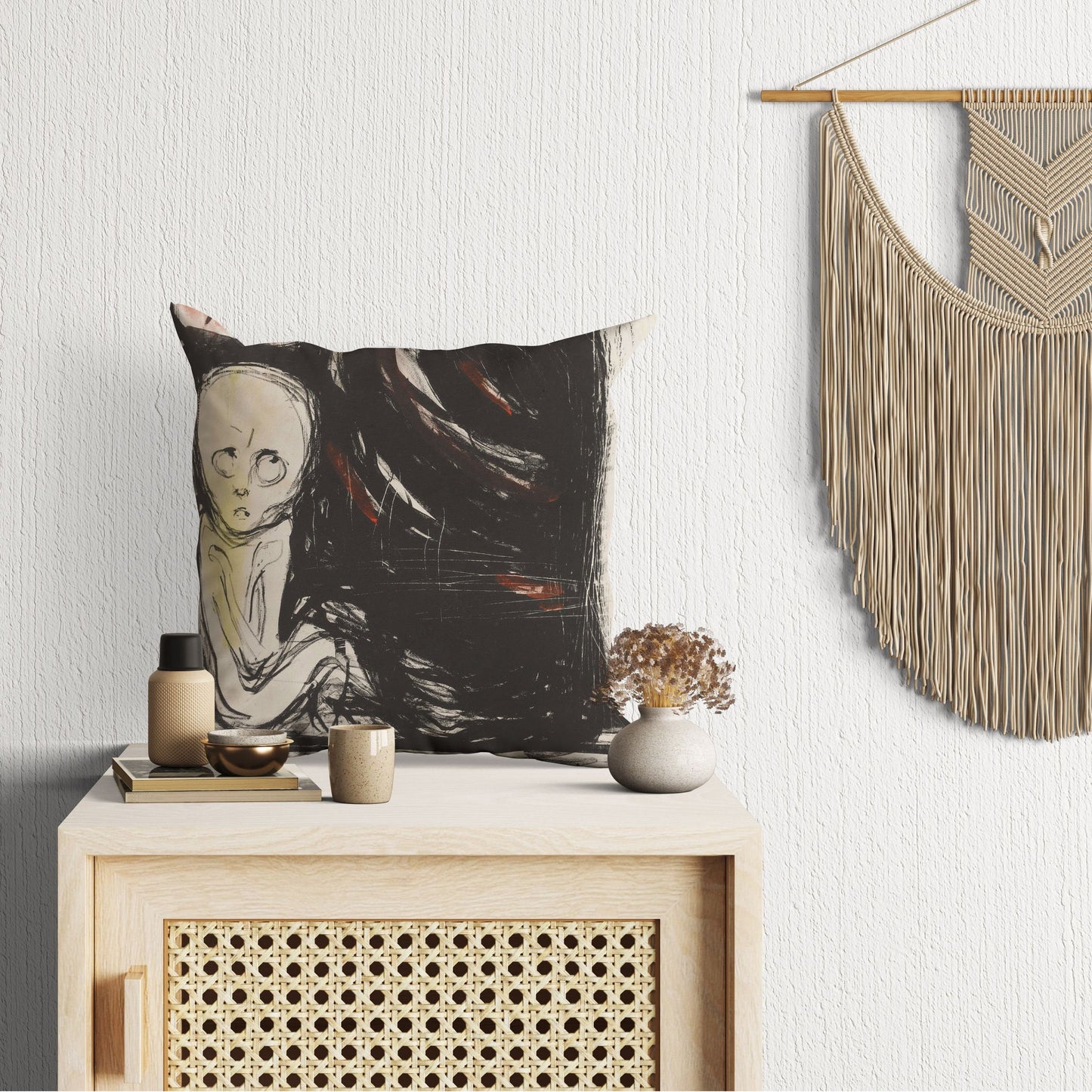Edvard Munch Famous Art Madonna, Throw Pillow, Abstract Throw Pillow Cover, Soft Pillow Cases, Black And White, Contemporary Pillow