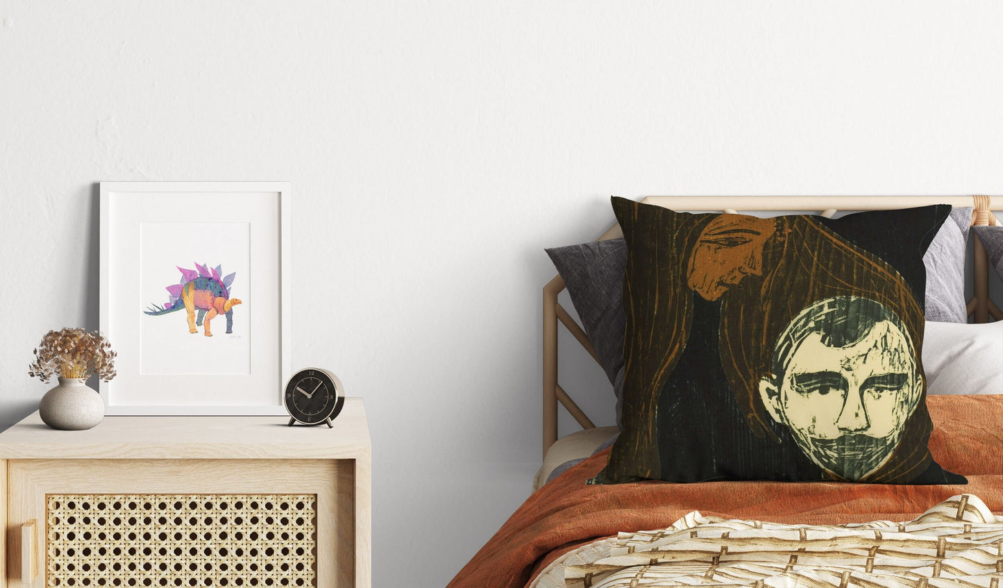 Edvard Munch Famous Art Mannshode I Kvinnehar, Throw Pillow, Abstract Pillow, Artist Pillow, Black And White, 22X22 Pillow Cover