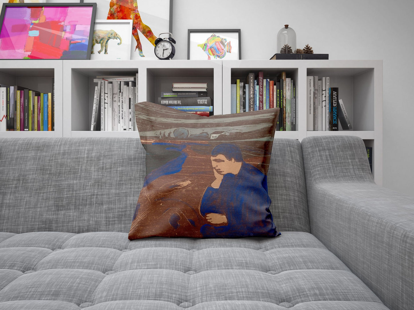 Edvard Munch Famous Art Melankoli, Throw Pillow Cover, Abstract Throw Pillow, 22X22 Pillow Cover, Home Decor Pillow, Sofa Pillows