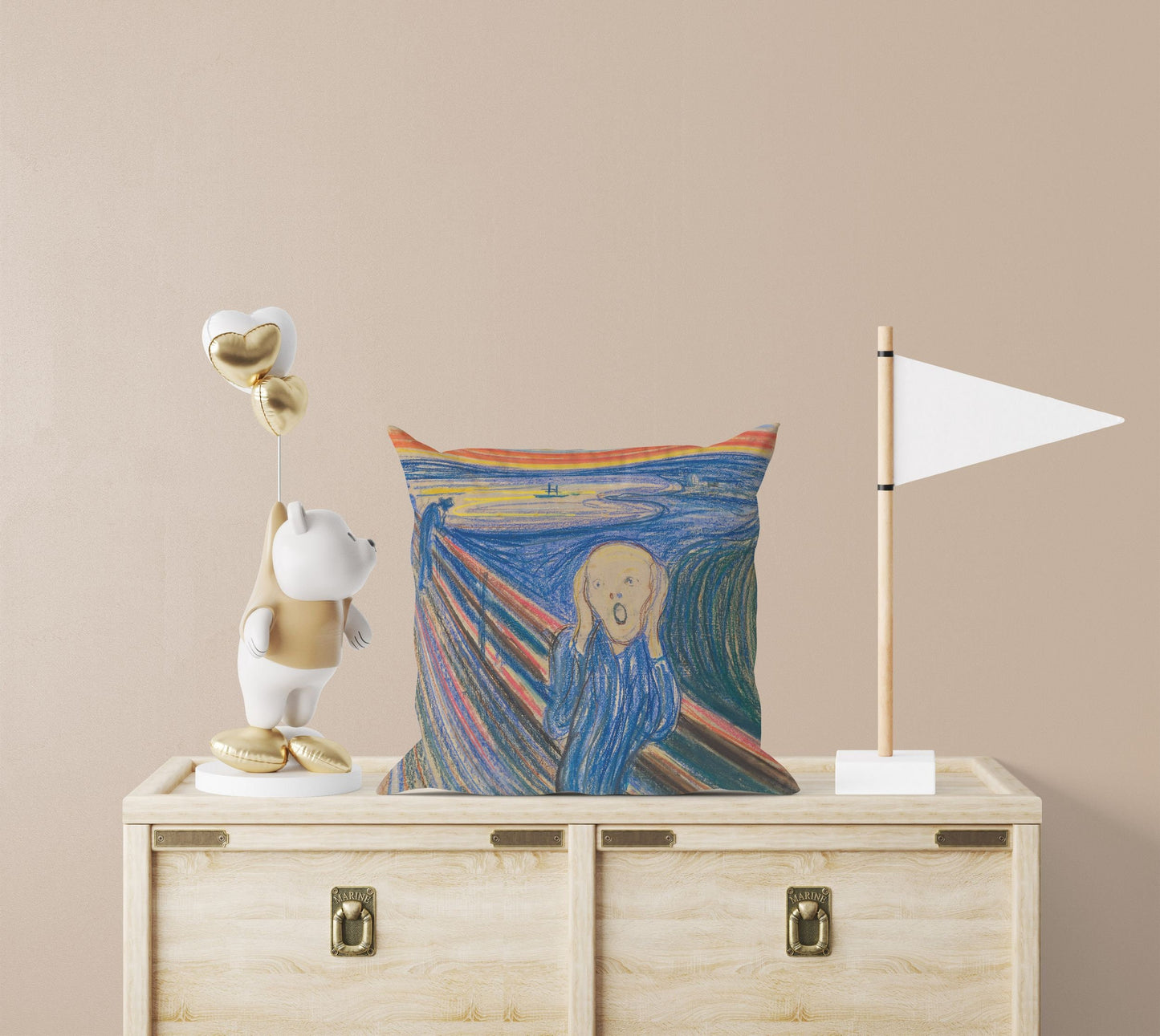 Edvard Munch Famous Art Scream, Decorative Pillow, Abstract Throw Pillow, Artist Pillow, Blue Pillow, Contemporary Pillow, Square Pillow