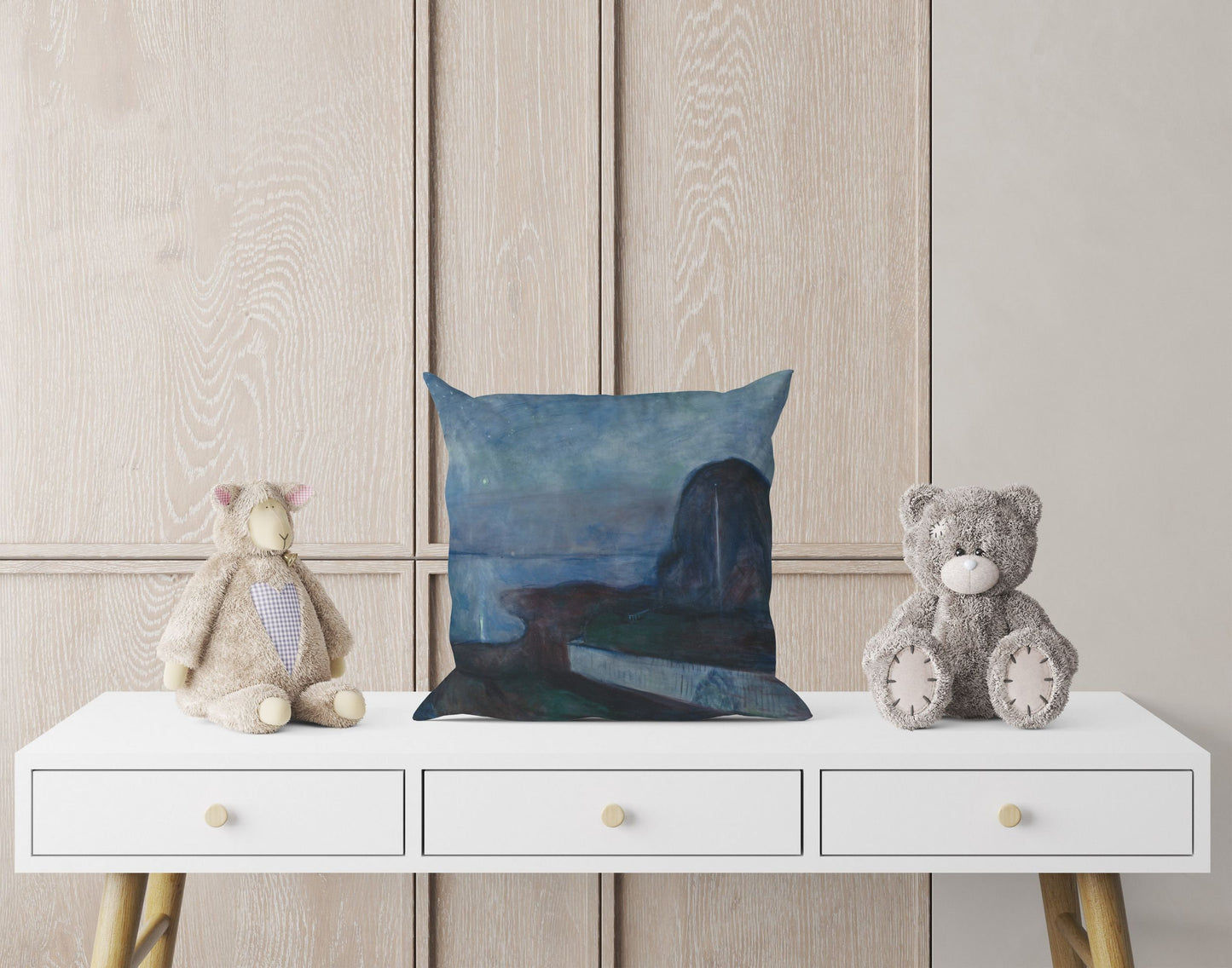 Edvard Munch Famous Art Starry Night, Decorative Pillow, Abstract Pillow, Soft Pillow Cases, Contemporary Pillow, 22X22 Pillow Cover