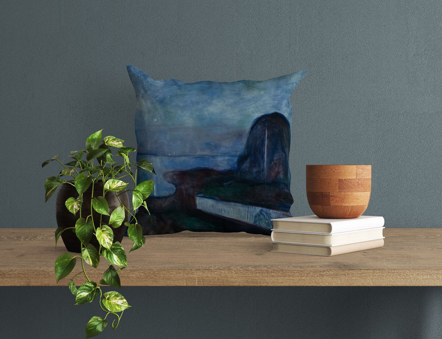 Edvard Munch Famous Art Starry Night, Decorative Pillow, Abstract Pillow, Soft Pillow Cases, Contemporary Pillow, 22X22 Pillow Cover