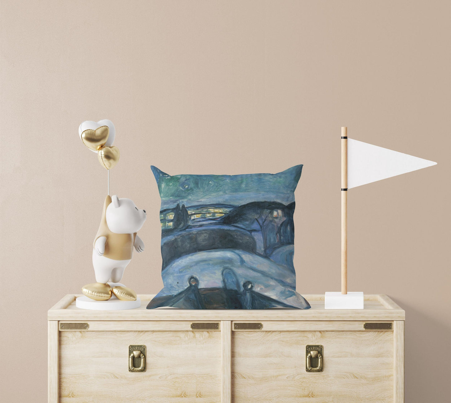 Edvard Munch Famous Art Starry Night, Pillow Case, Abstract Pillow, Art Pillow, Blue Pillow, Contemporary Pillow, Home Decor Pillow