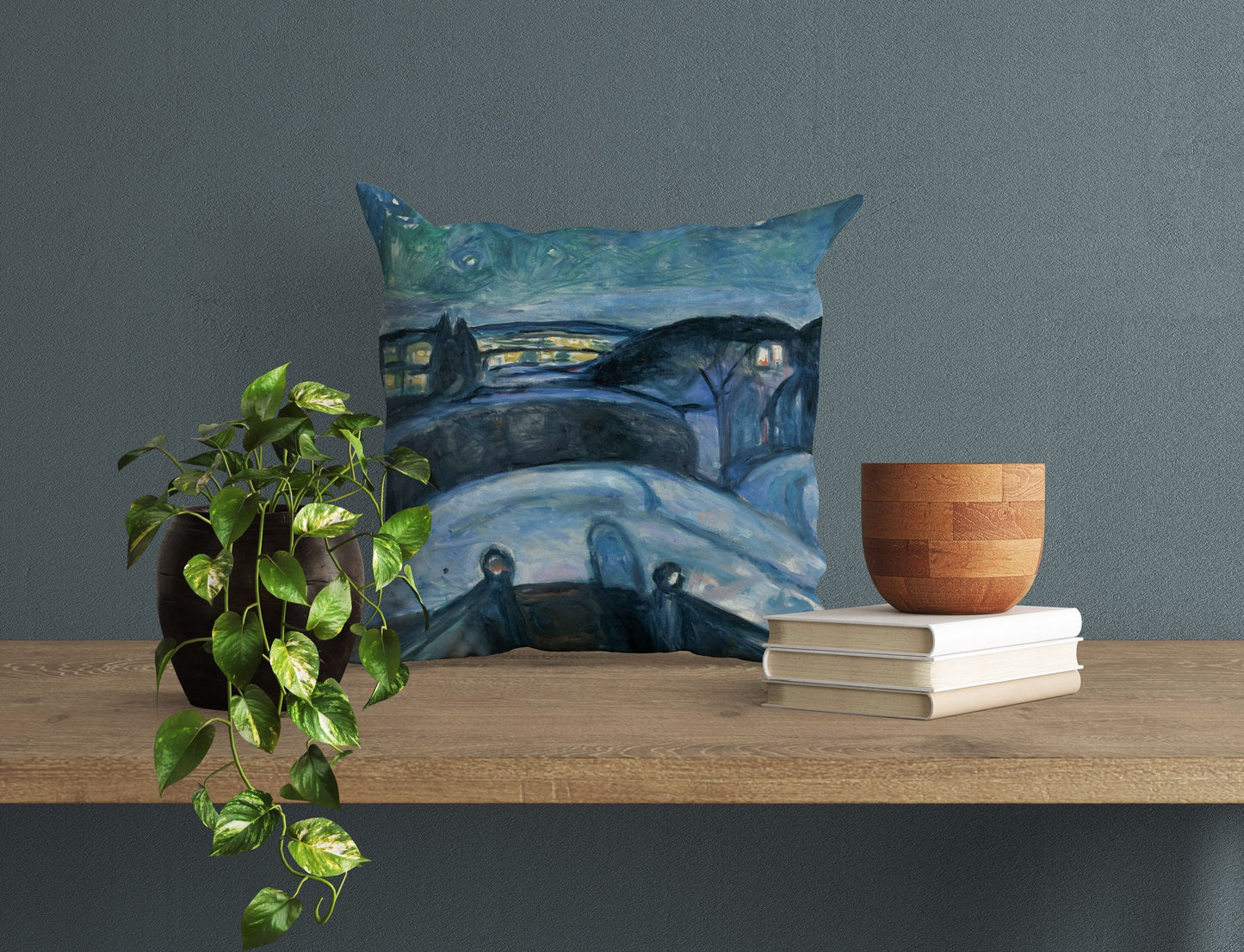 Edvard Munch Famous Art Starry Night, Pillow Case, Abstract Pillow, Art Pillow, Blue Pillow, Contemporary Pillow, Home Decor Pillow