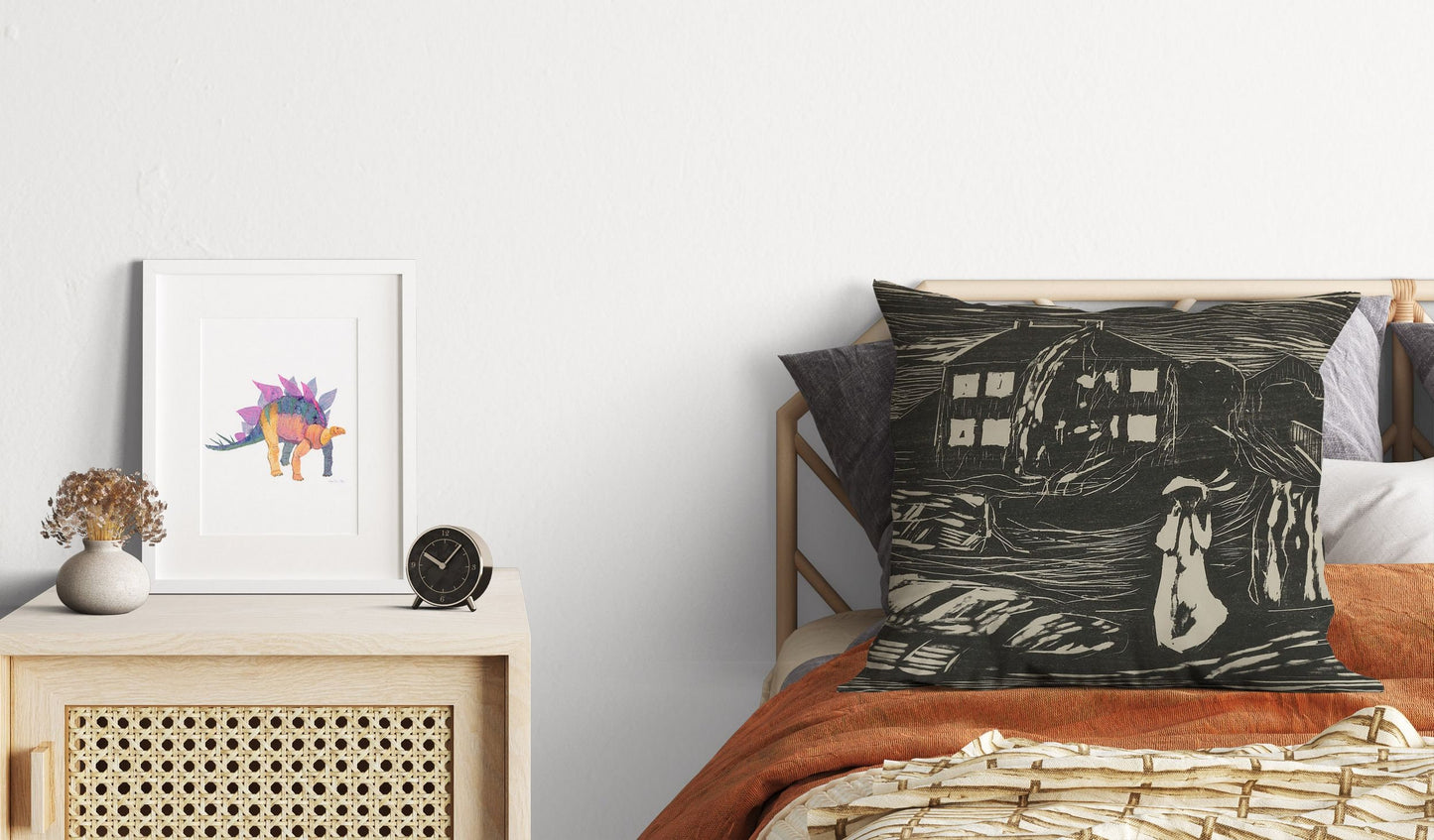 Edvard Munch Famous Art Sturmnacht, Pillow Case, Abstract Pillow, Artist Pillow, Black And White, Expressionist Pillow, 22X22 Pillow Cover