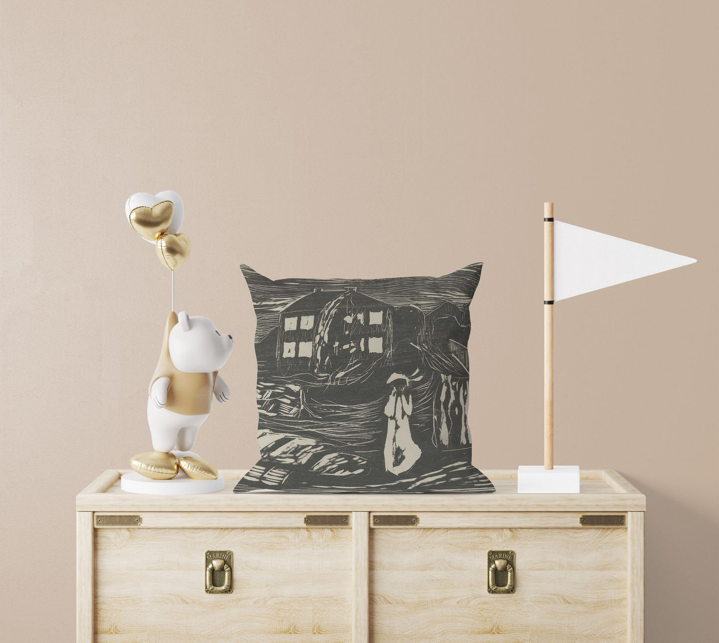Edvard Munch Famous Art Sturmnacht, Pillow Case, Abstract Pillow, Artist Pillow, Black And White, Expressionist Pillow, 22X22 Pillow Cover