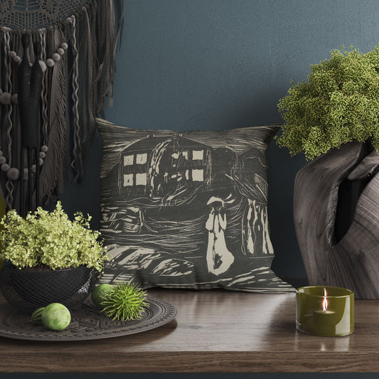 Edvard Munch Famous Art Sturmnacht, Pillow Case, Abstract Pillow, Artist Pillow, Black And White, Expressionist Pillow, 22X22 Pillow Cover