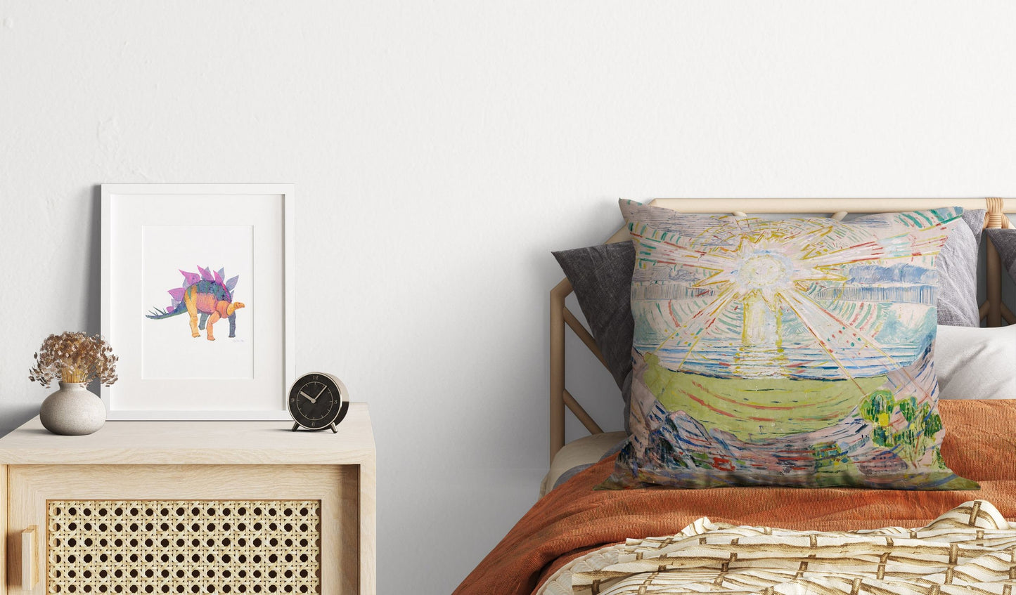 Edvard Munch Famous Art The Sun, Pillow Case, Abstract Throw Pillow, Art Pillow, White Pillow Cases, Expressionist Pillow Large Pillow Cases