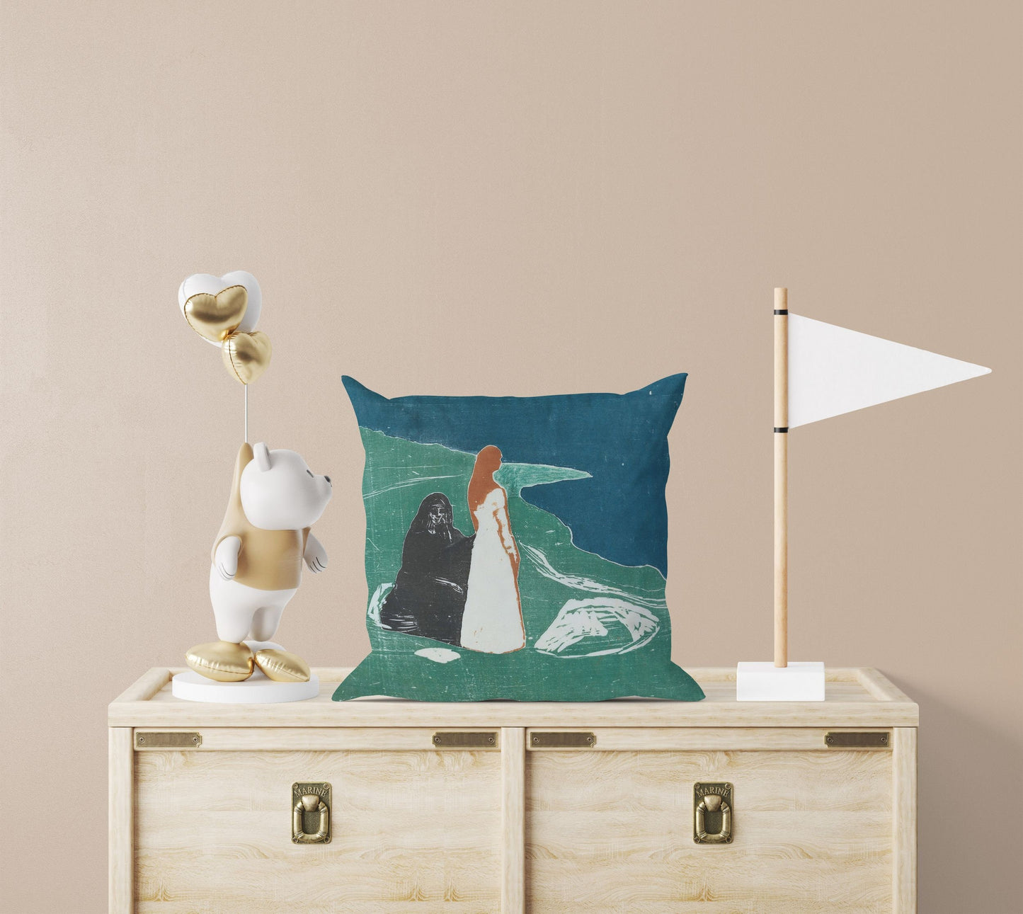 Edvard Munch Famous Art Two Women On The Beach, Toss Pillow, Abstract Throw Pillow, Artist Pillow, Green Pillow Cases, Modern Pillow