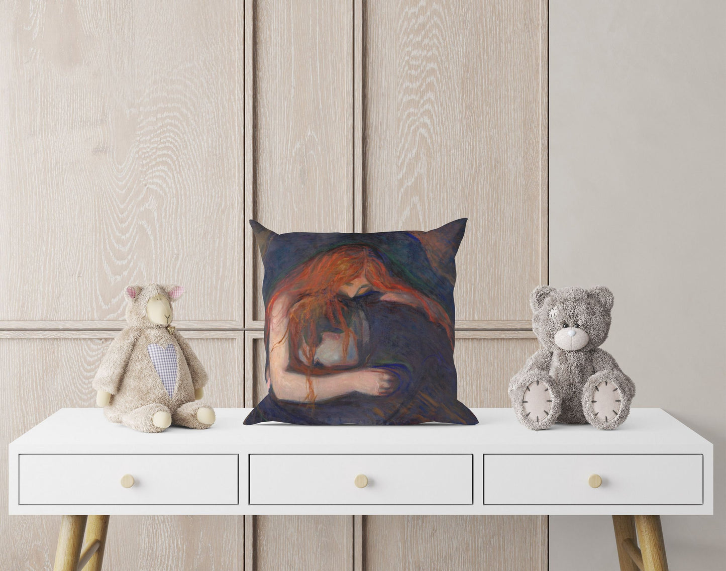 Edvard Munch Famous Art Vampire, Decorative Pillow, Abstract Throw Pillow, Artist Pillow, Modern Pillow, Playroom Decor, Sofa Pillows