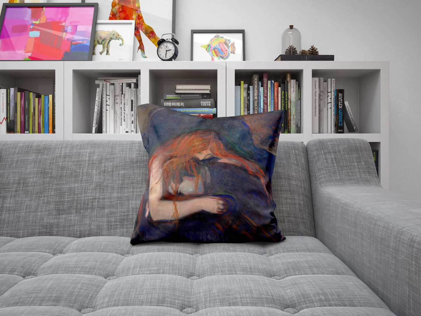 Edvard Munch Famous Art Vampire, Decorative Pillow, Abstract Throw Pillow, Artist Pillow, Modern Pillow, Playroom Decor, Sofa Pillows