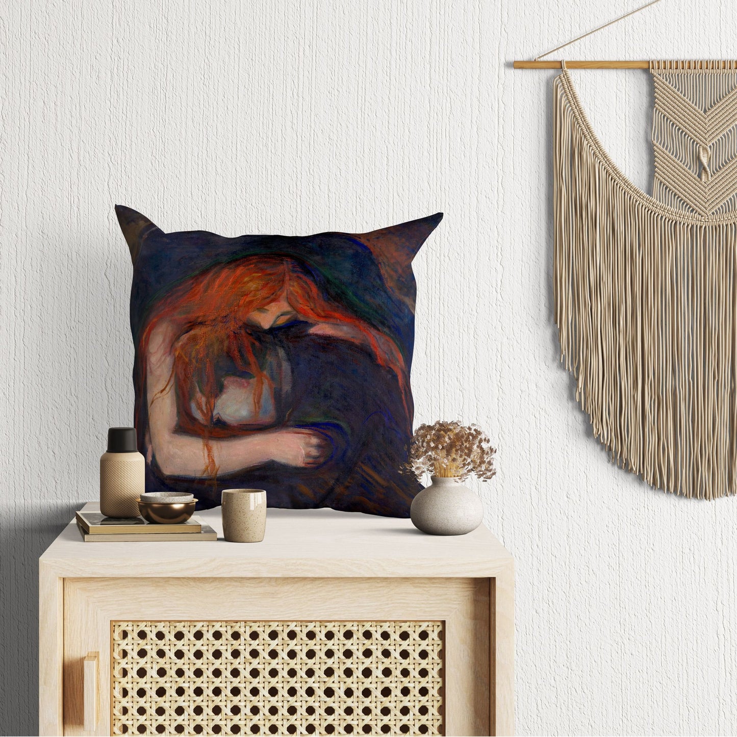 Edvard Munch Famous Art Vampire, Decorative Pillow, Abstract Throw Pillow, Artist Pillow, Modern Pillow, Playroom Decor, Sofa Pillows