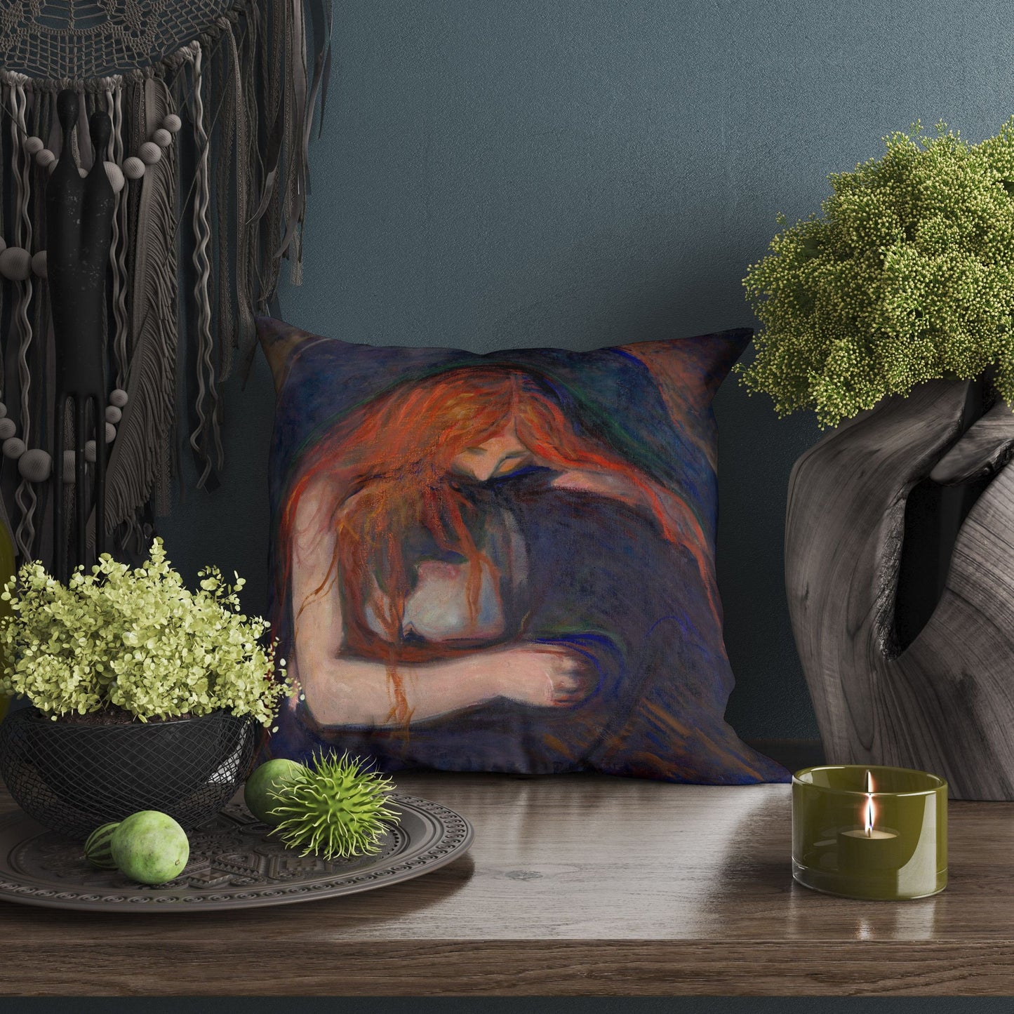 Edvard Munch Famous Art Vampire, Decorative Pillow, Abstract Throw Pillow, Artist Pillow, Modern Pillow, Playroom Decor, Sofa Pillows