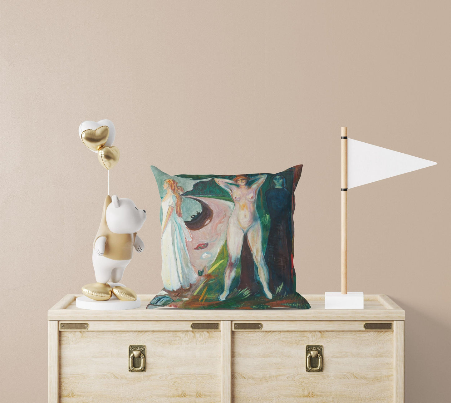Edvard Munch Famous Art Woman, Pillow Case, Abstract Throw Pillow, Art Pillow, Green Pillow Cases, Expressionist Pillow, Large Pillow Cases