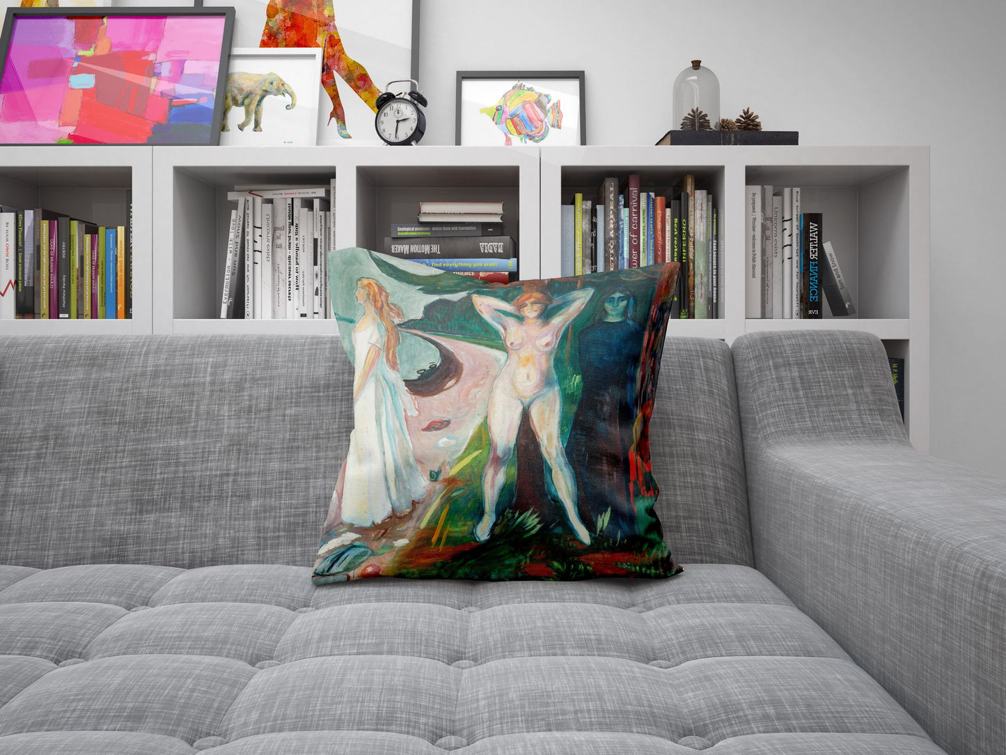 Edvard Munch Famous Art Woman, Pillow Case, Abstract Throw Pillow, Art Pillow, Green Pillow Cases, Expressionist Pillow, Large Pillow Cases