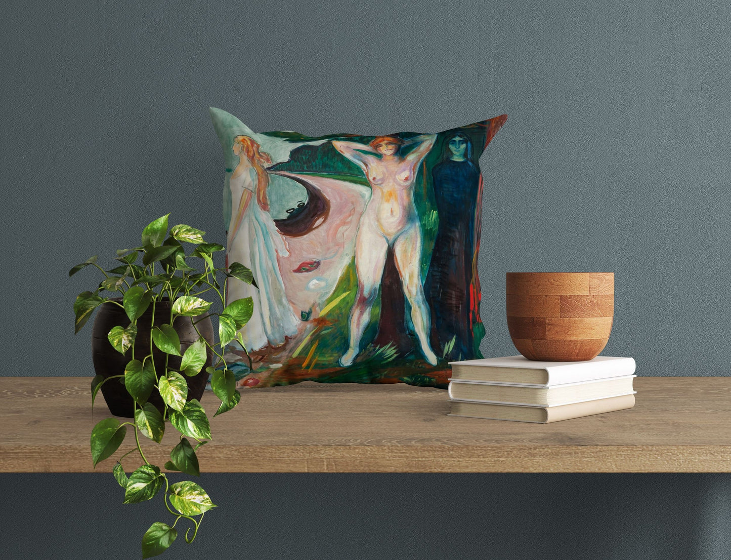 Edvard Munch Famous Art Woman, Pillow Case, Abstract Throw Pillow, Art Pillow, Green Pillow Cases, Expressionist Pillow, Large Pillow Cases