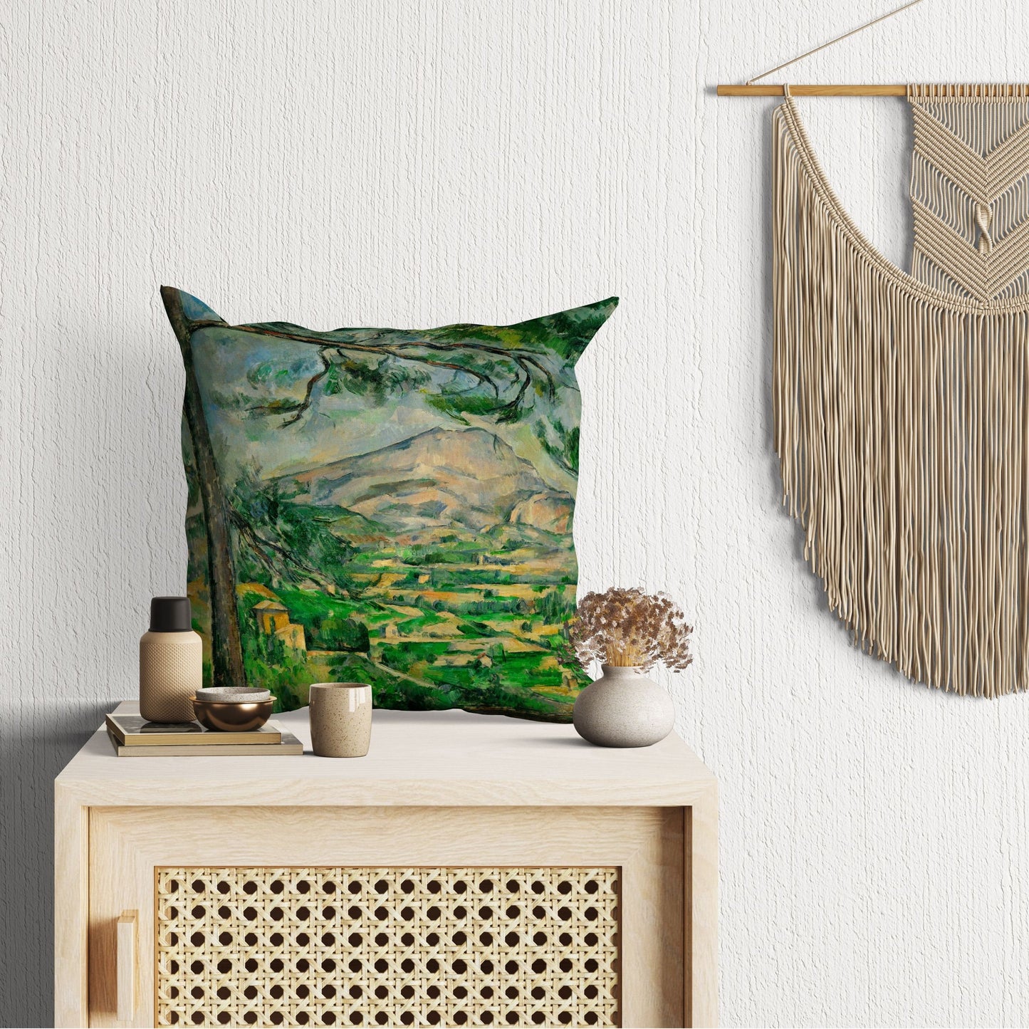 Paul Cezanne Famous Art, Toss Pillow, Abstract Throw Pillow Cover, Green Pillow Cases, Post-Impressionist Art, Large Pillow Cases