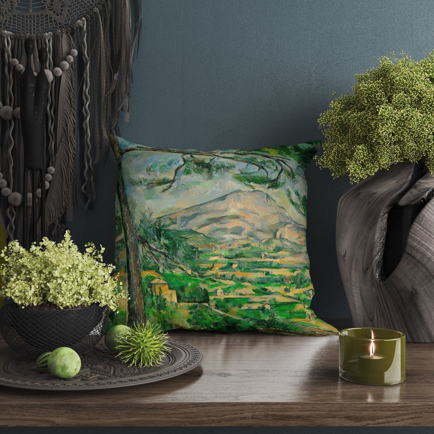 Paul Cezanne Famous Art, Toss Pillow, Abstract Throw Pillow Cover, Green Pillow Cases, Post-Impressionist Art, Large Pillow Cases