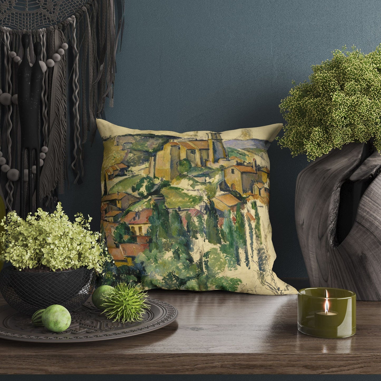 Paul Cezanne Famous Art, Pillow Case, Abstract Pillow, Designer Pillow, Green Pillow Cases, Modern Pillow, Large Pillow Cases