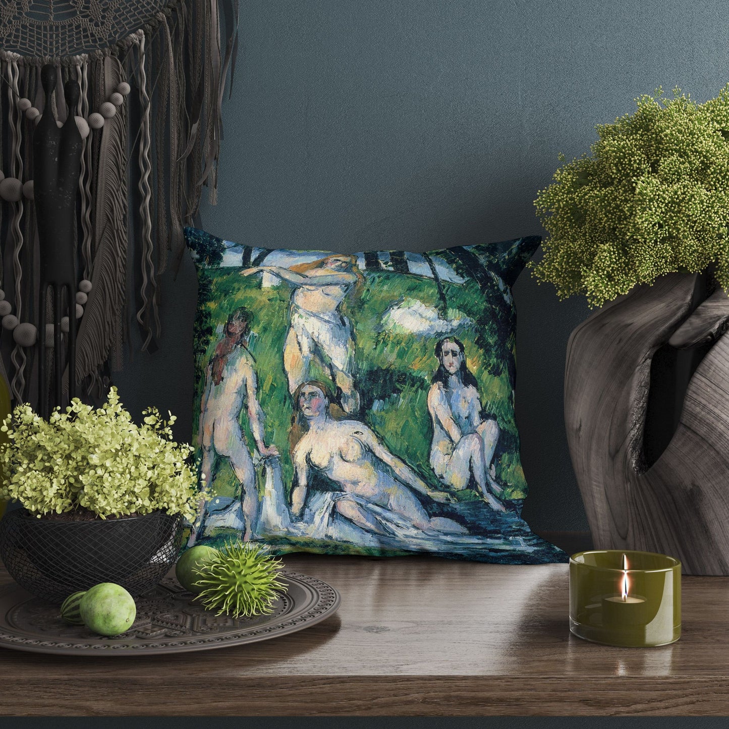 Paul Cezanne Famous Art, Decorative Pillow, Abstract Throw Pillow Cover, Green And Blue, Contemporary Pillow, Large Pillow Cases