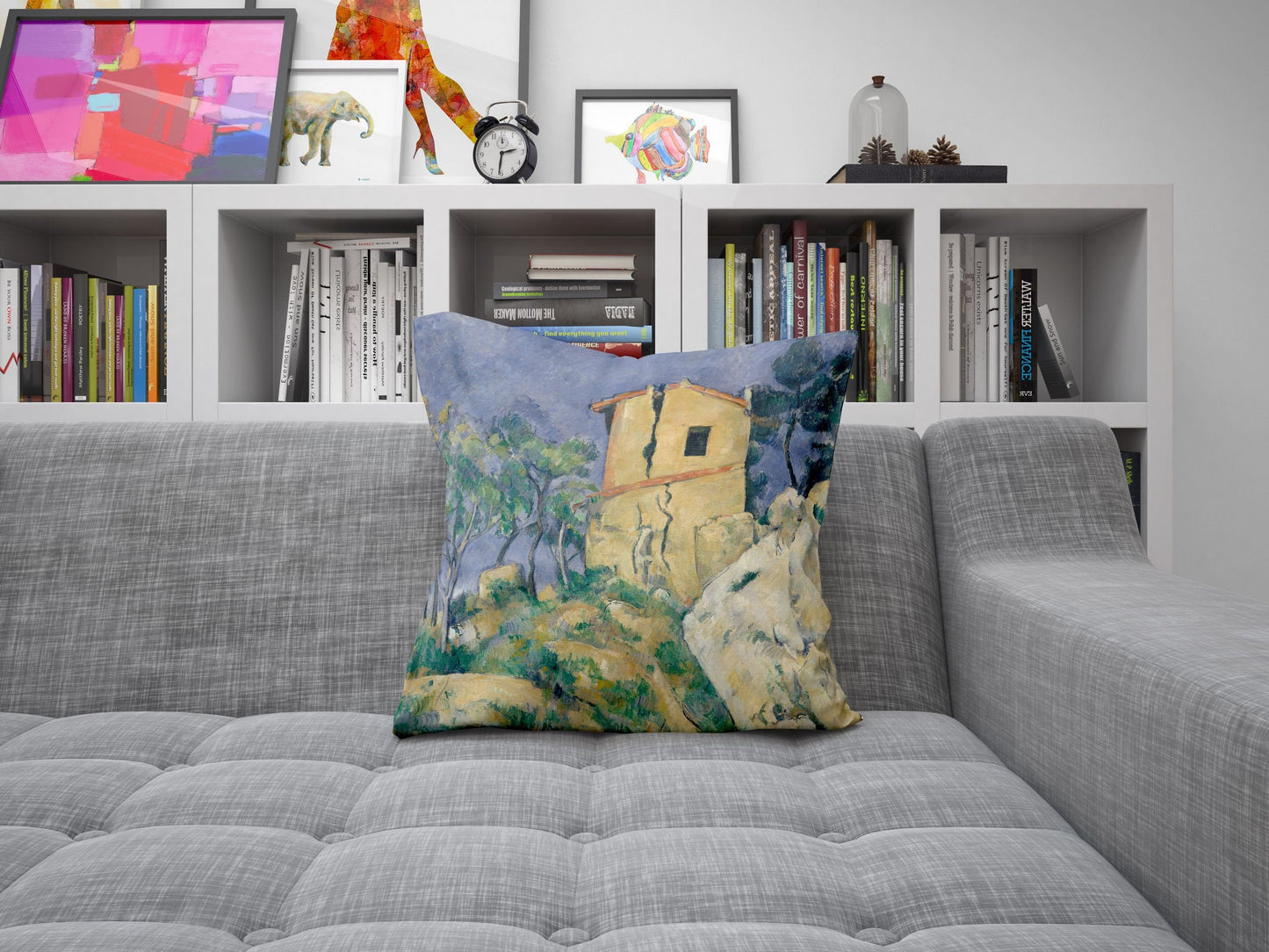Paul Cezanne Famous Painting, Toss Pillow, Abstract Pillow, Artist Pillow, Blue And Yellow, Post-Impressionist Art, Square Pillow