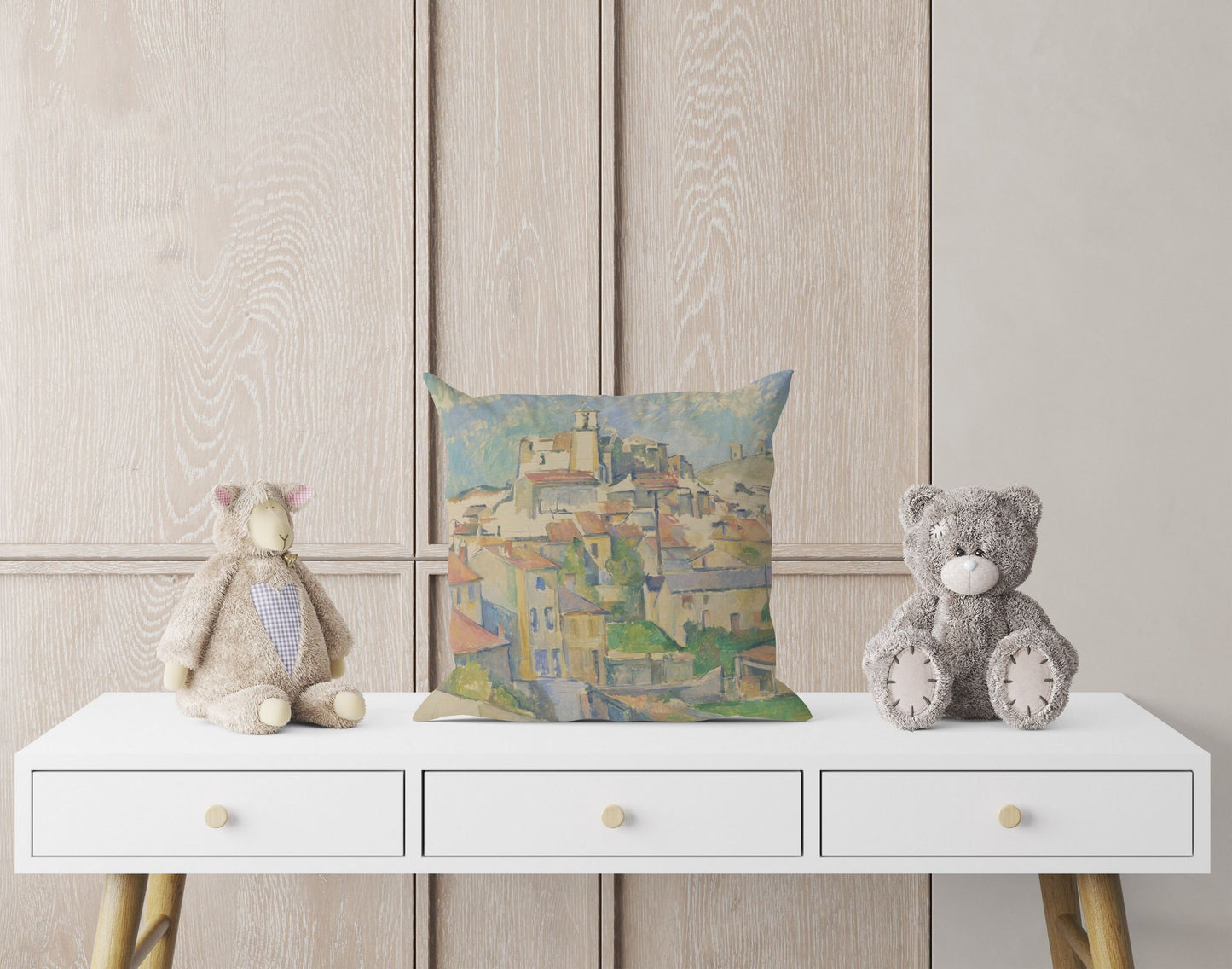 Paul Cezanne Famous Painting, Throw Pillow, Abstract Throw Pillow Cover, Designer Pillow, Blue And Beige, Modern Pillow, Square Pillow