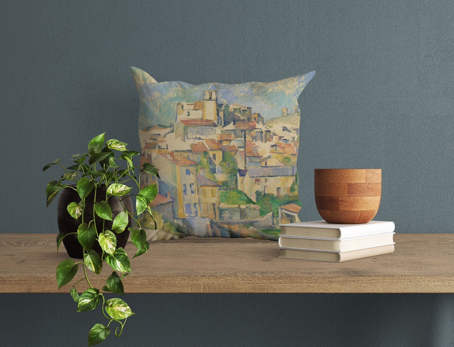 Paul Cezanne Famous Painting, Throw Pillow, Abstract Throw Pillow Cover, Designer Pillow, Blue And Beige, Modern Pillow, Square Pillow
