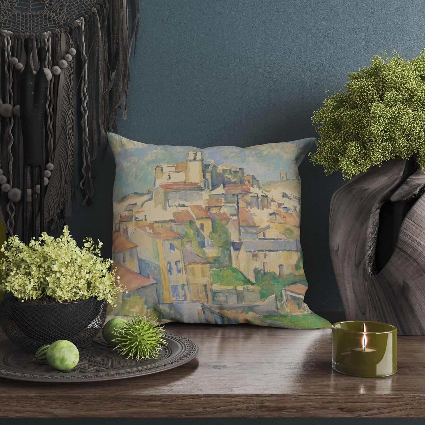 Paul Cezanne Famous Painting, Throw Pillow, Abstract Throw Pillow Cover, Designer Pillow, Blue And Beige, Modern Pillow, Square Pillow