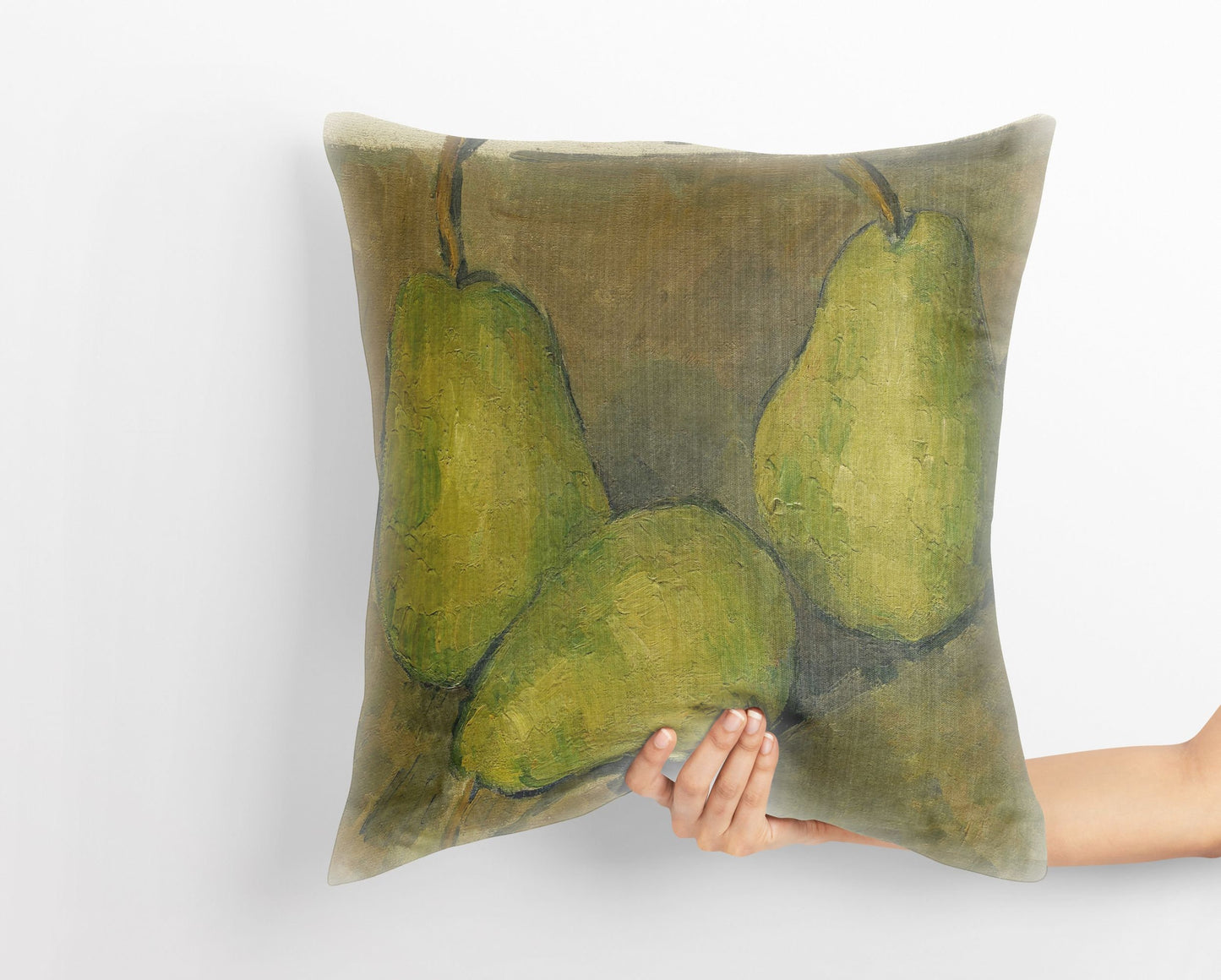 Paul Cezanne Famous Painting Three Pears, Throw Pillow, Abstract Throw Pillow, Designer Pillow, Green Pillow Cases, Contemporary Pillow