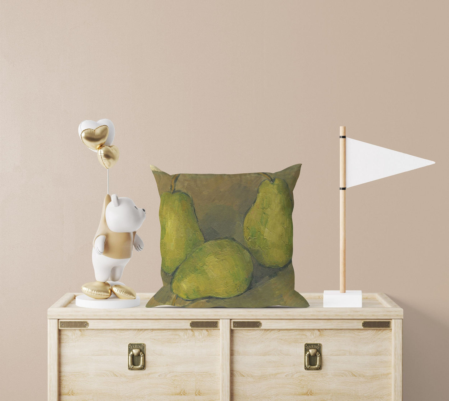 Paul Cezanne Famous Painting Three Pears, Throw Pillow, Abstract Throw Pillow, Designer Pillow, Green Pillow Cases, Contemporary Pillow