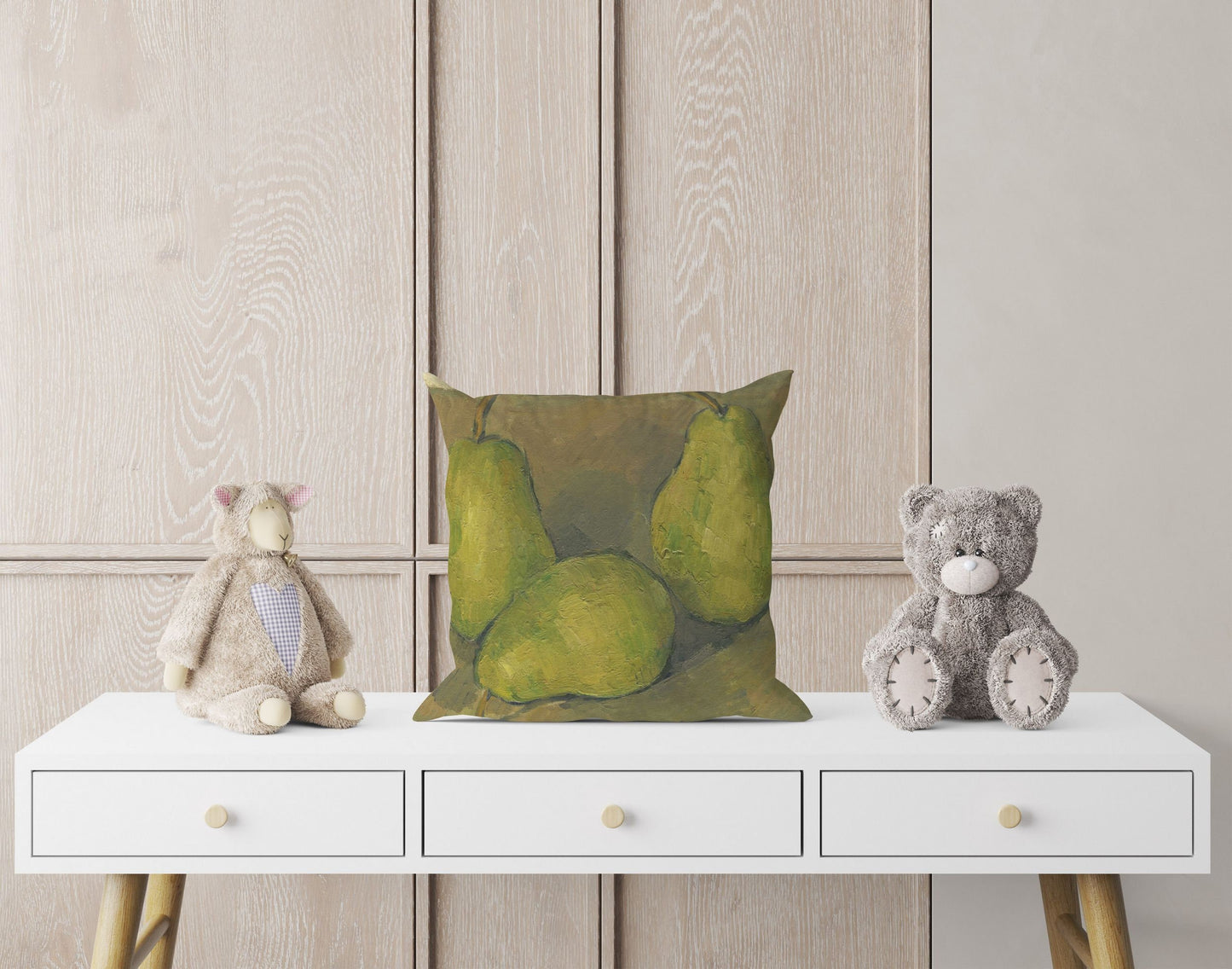 Paul Cezanne Famous Painting Three Pears, Throw Pillow, Abstract Throw Pillow, Designer Pillow, Green Pillow Cases, Contemporary Pillow