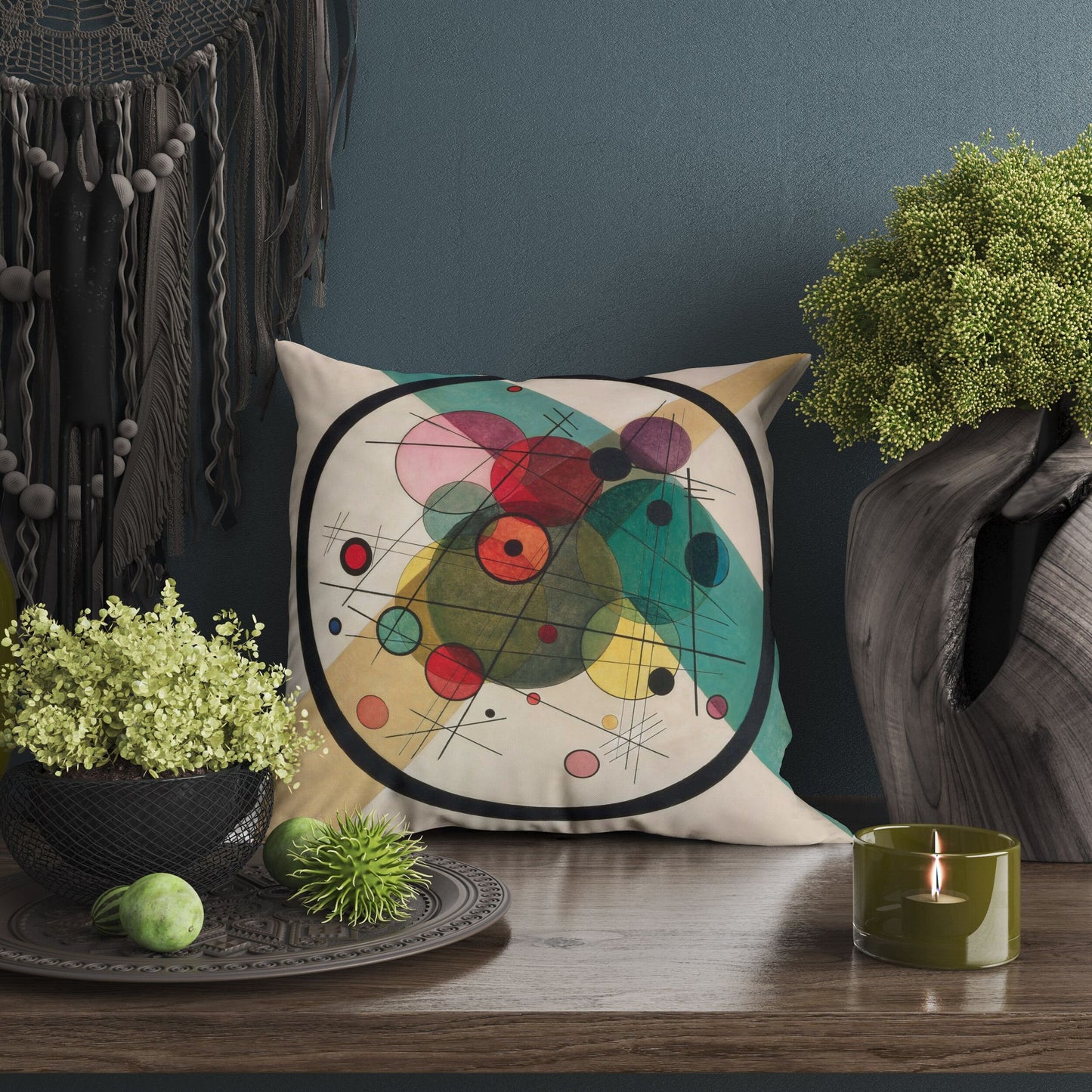 Wassily Kandinsky Abstract Painting, Throw Pillow Cover, Abstract Art Pillow, Soft Pillow Cases, Black, Modern Pillow, 18 X 18 Pillow Covers
