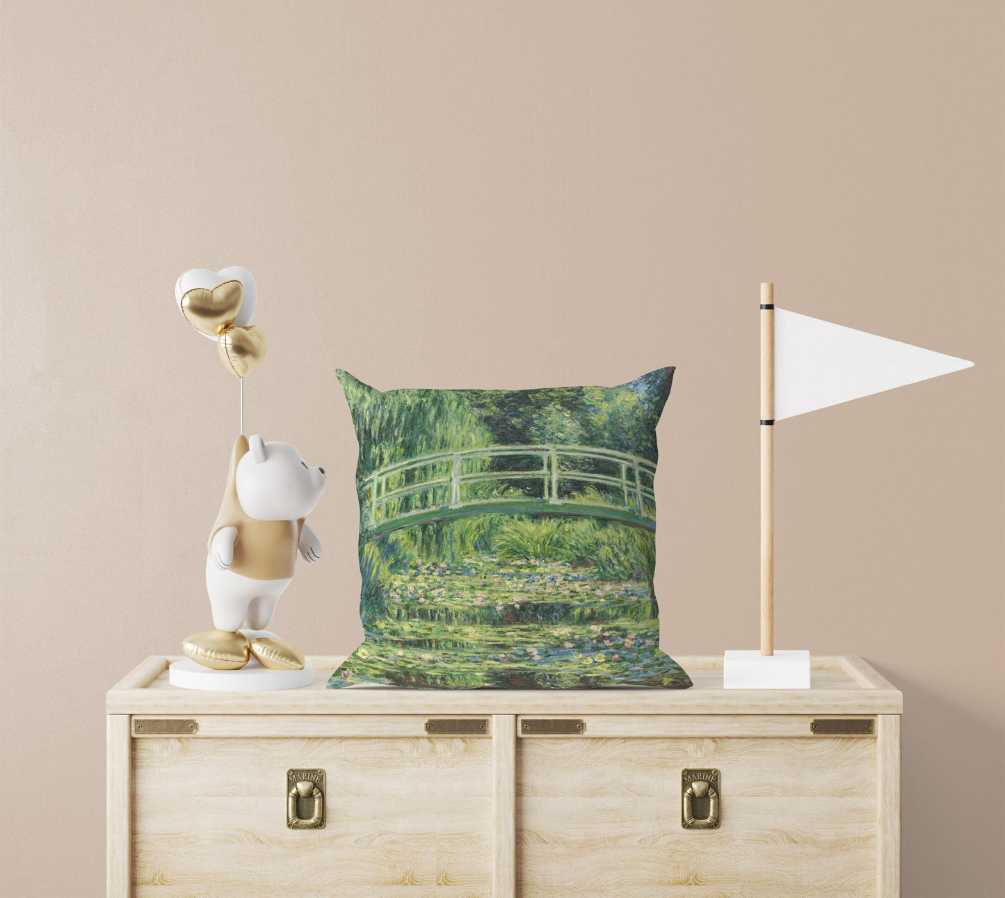 Claude Monet Famous Painting White Water Lilies, Decorative Pillow, Abstract Throw Pillow Cover, Soft Pillow Cases, Green Pillow Cases