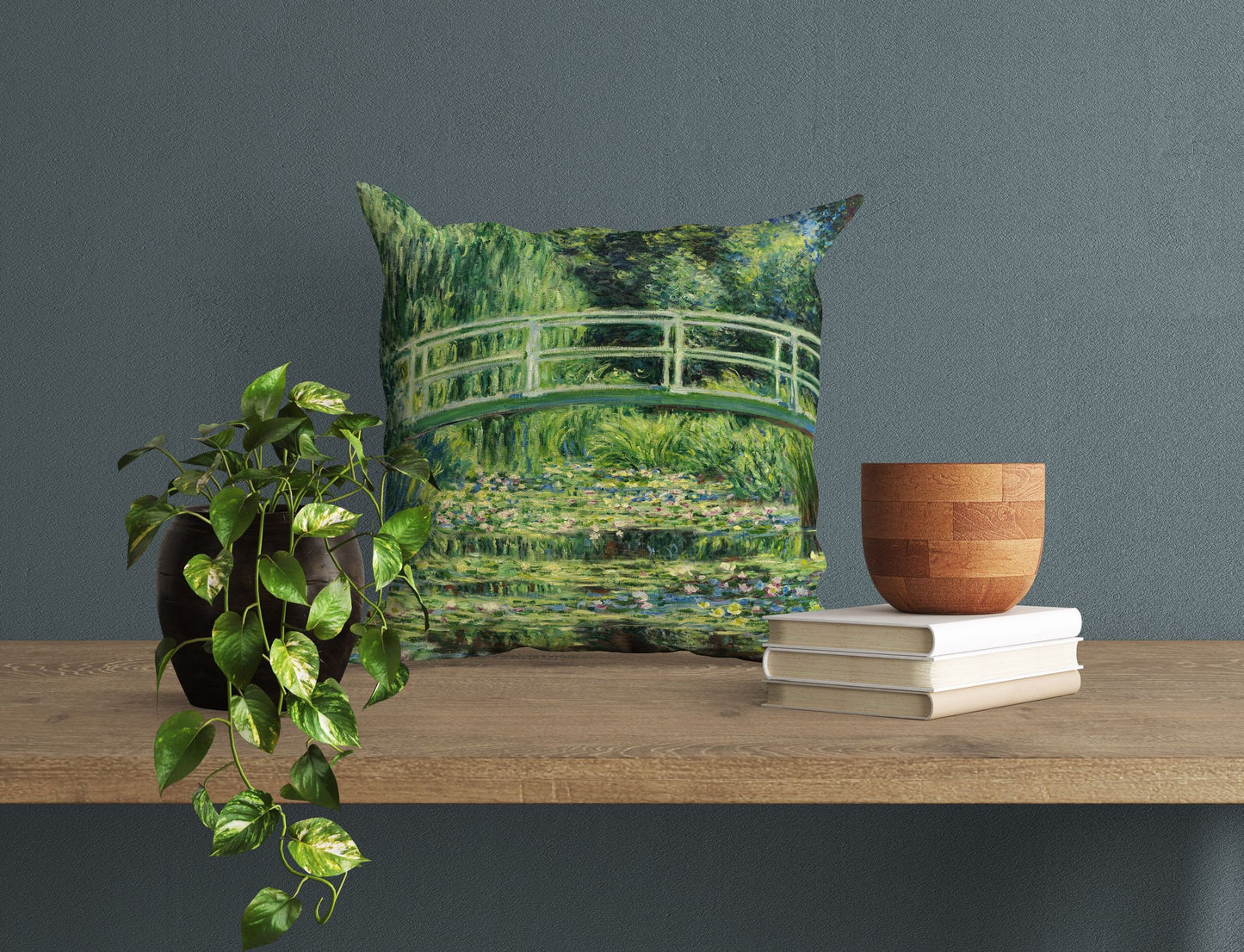 Claude Monet Famous Painting White Water Lilies, Decorative Pillow, Abstract Throw Pillow Cover, Soft Pillow Cases, Green Pillow Cases