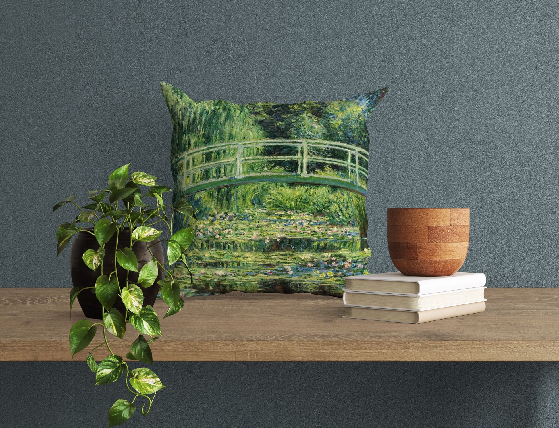 Claude Monet Famous Painting White Water Lilies, Decorative Pillow, Abstract Throw Pillow Cover, Soft Pillow Cases, Green Pillow Cases