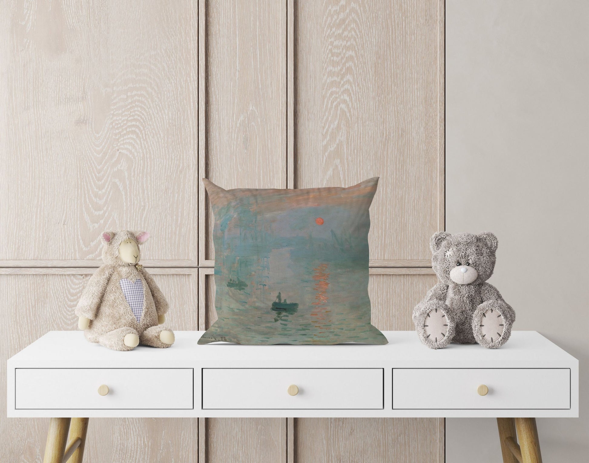 Claude Monet Famous Painting Impression Sunrise, Pillow Case, Abstract Throw Pillow Cover, Bright Yellow Pillow, Contemporary Pillow