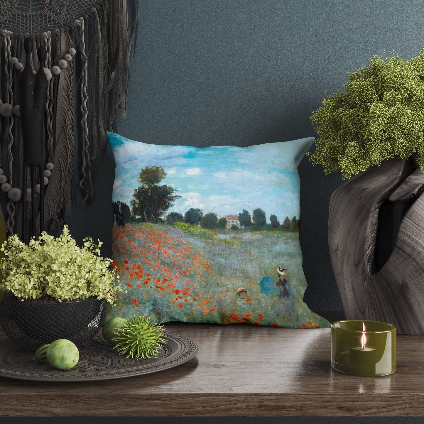 Claude Monet Famous Painting, Pillow Case, Abstract Throw Pillow Cover, Green Pillow Cases, Impressionist Pillow, Large Pillow Cases