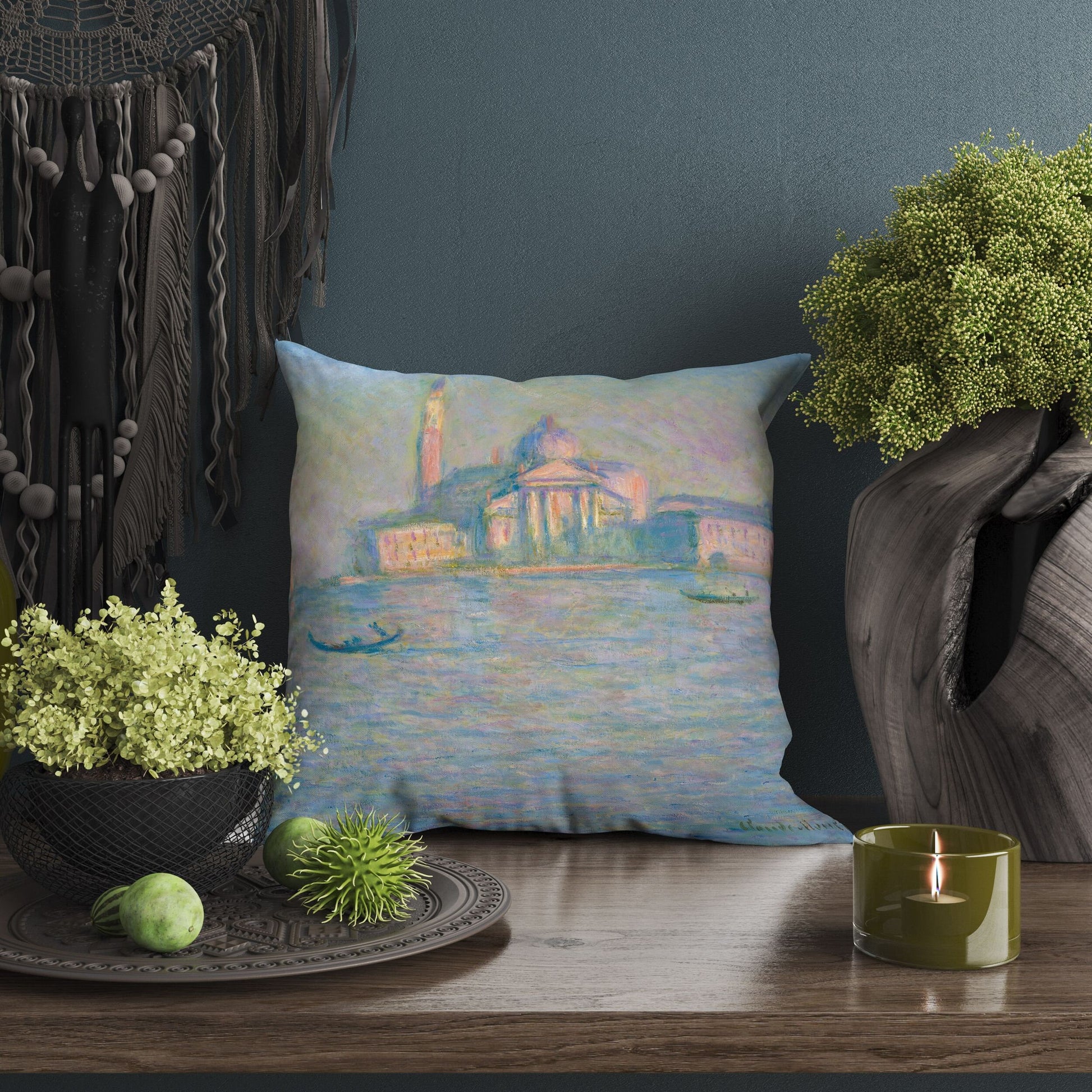 Claude Monet Famous Painting, Throw Pillow, Abstract Pillow, Artist Pillow, Green Pillow Cases, Impressionist Pillow, 18 X 18 Pillow Covers