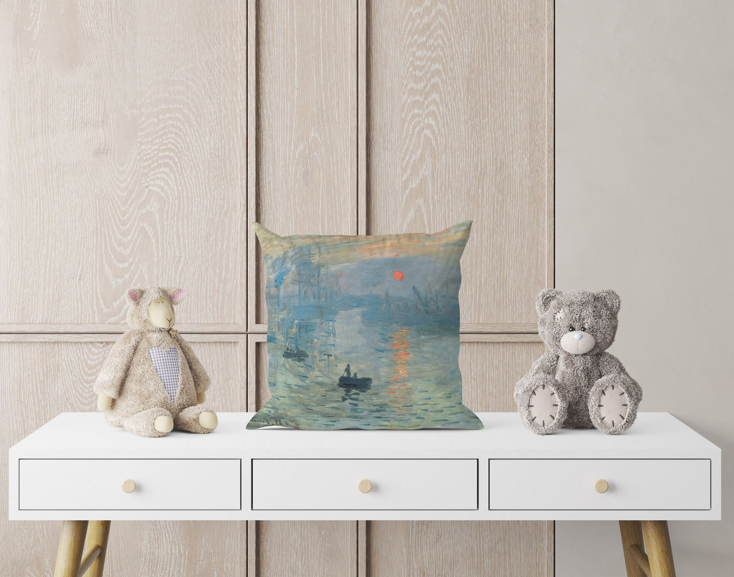 Claude Monet Famous Painting Impression Sunrise, Throw Pillow Cover, Abstract Pillow, Soft Pillow Cases, Blue And Green, Modern Pillow