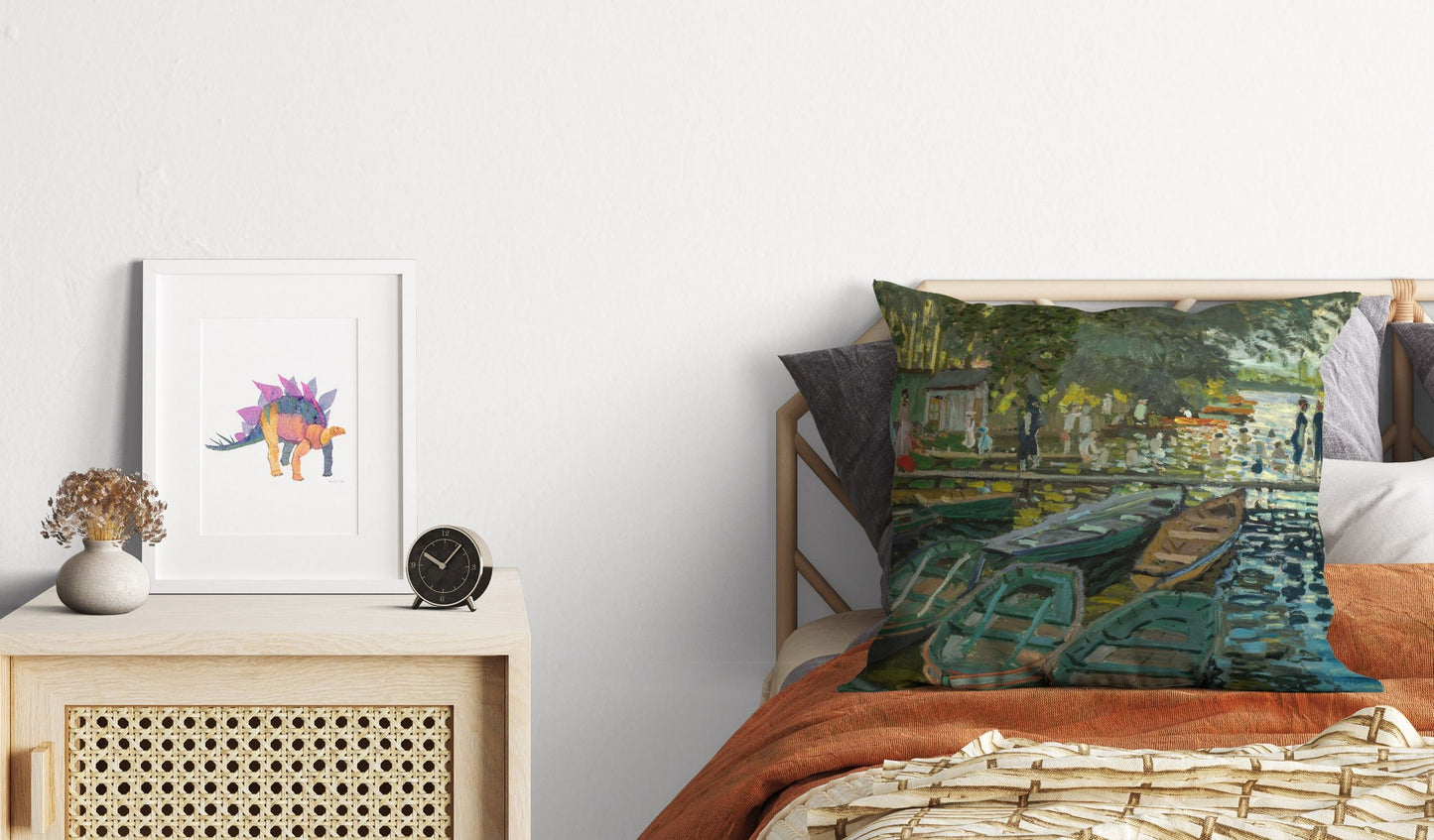 Claude Monet Famous Painting Bathers At La Grenouillere, Pillow Case, Abstract Throw Pillow, Artist Pillow, Green Pillow Cases Modern Pillow