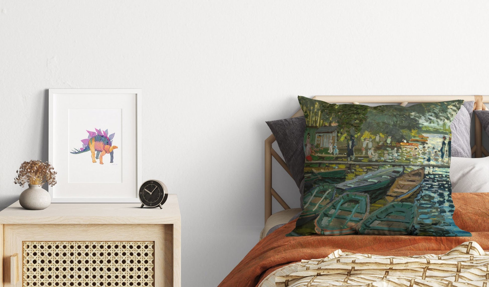 Claude Monet Famous Painting Bathers At La Grenouillere, Pillow Case, Abstract Throw Pillow, Artist Pillow, Green Pillow Cases Modern Pillow