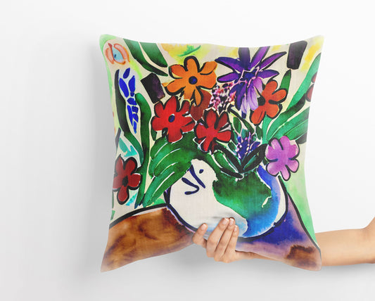 Red Flowers Matisse Style, Decorative Pillow, Abstract Pillow, Designer Pillow, Fashion, Large Pillow Cases, Farmhouse Pillow, Sofa Pillows
