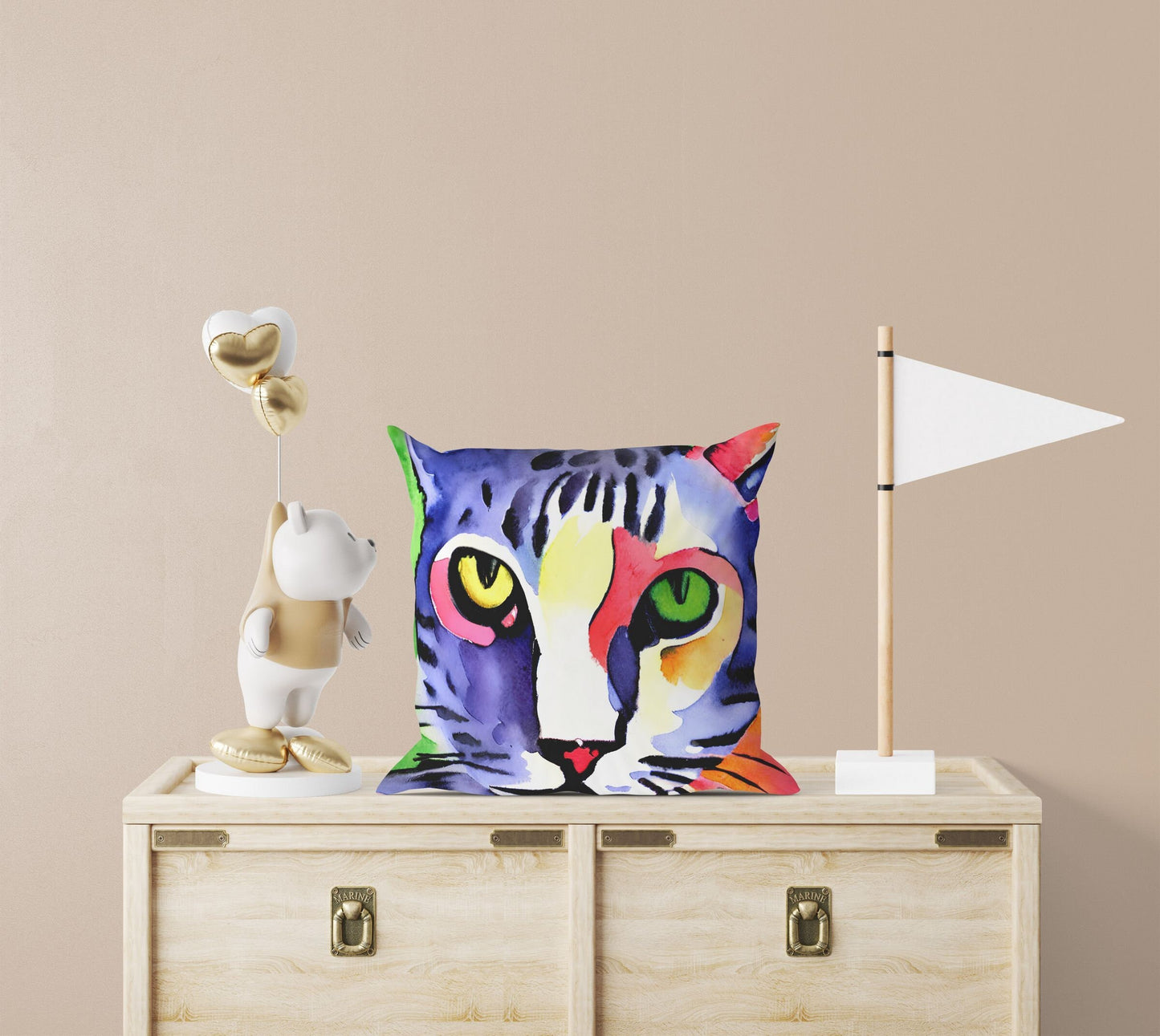 Colorful Cat Matisse Style Toss Pillow, Abstract Throw Pillow, Soft Pillow Cases, Blue Pillow, Contemporary Pillow, Square Pillow