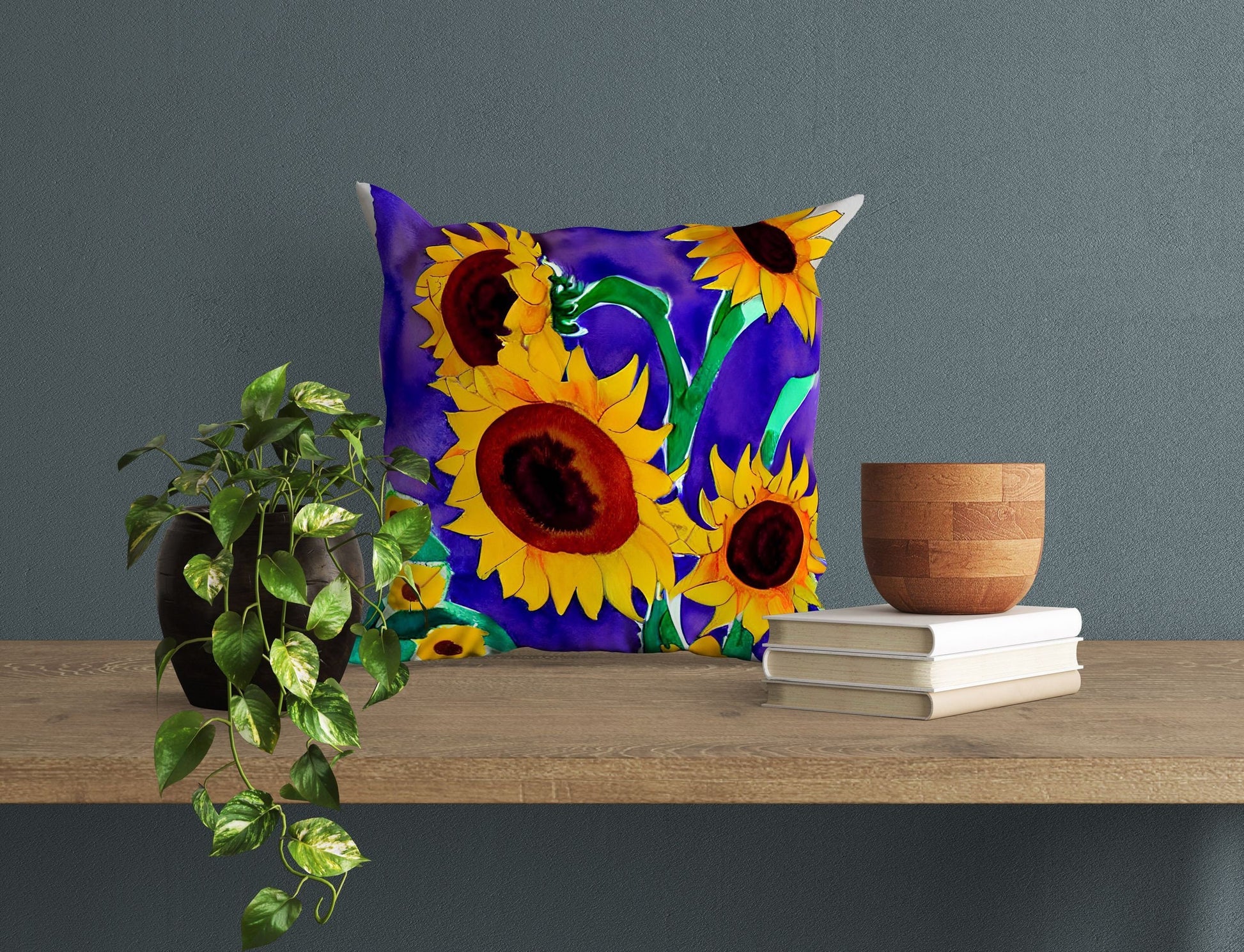 Sunflowers Original Art, Throw Pillow, Abstract Throw Pillow, Soft Pillow Cases, Yellow Pillow, Modern Pillow, Large Pillow Cases