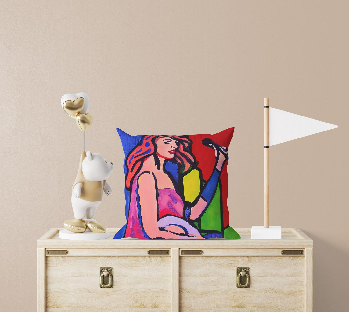 Taylor Swift Singing, Decorative Pillow, Abstract Throw Pillow, Soft Pillow Cases, Colorful Pillow Case, Contemporary Pillow, 20X20 Pillow