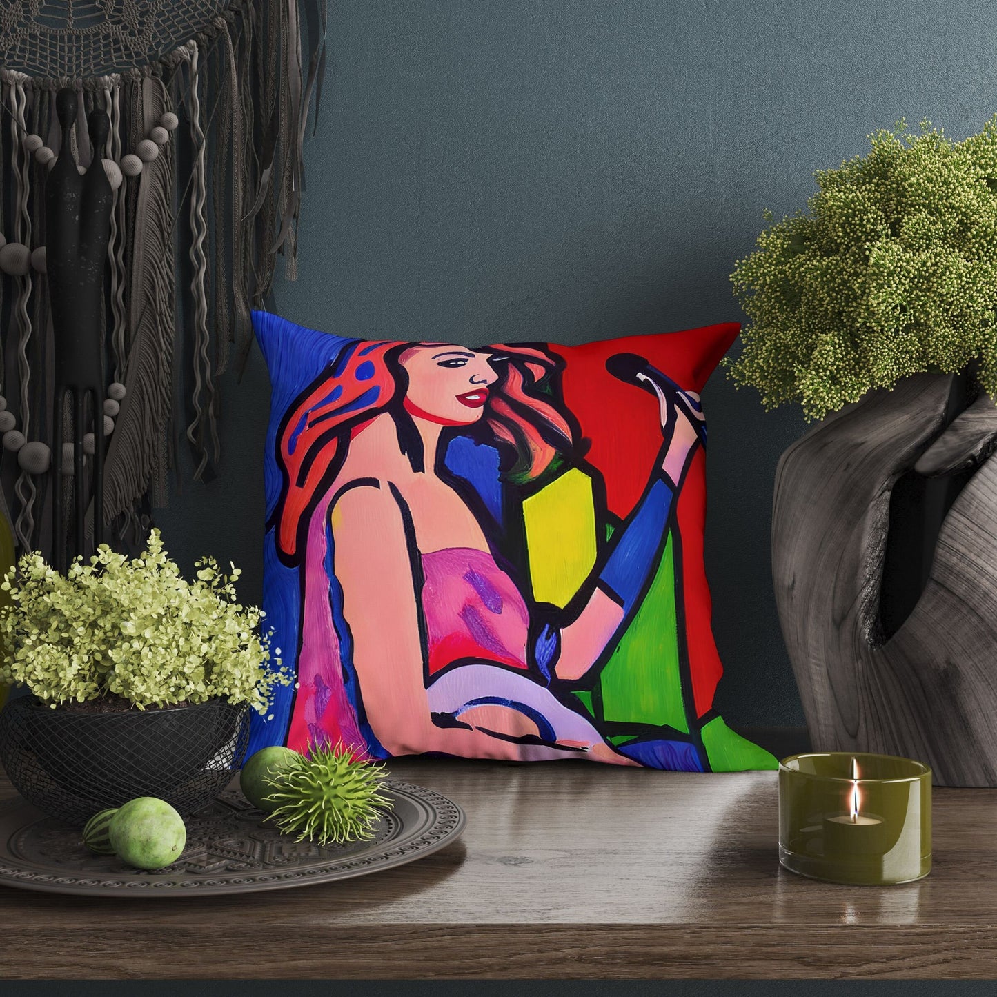 Taylor Swift Singing, Decorative Pillow, Abstract Throw Pillow, Soft Pillow Cases, Colorful Pillow Case, Contemporary Pillow, 20X20 Pillow
