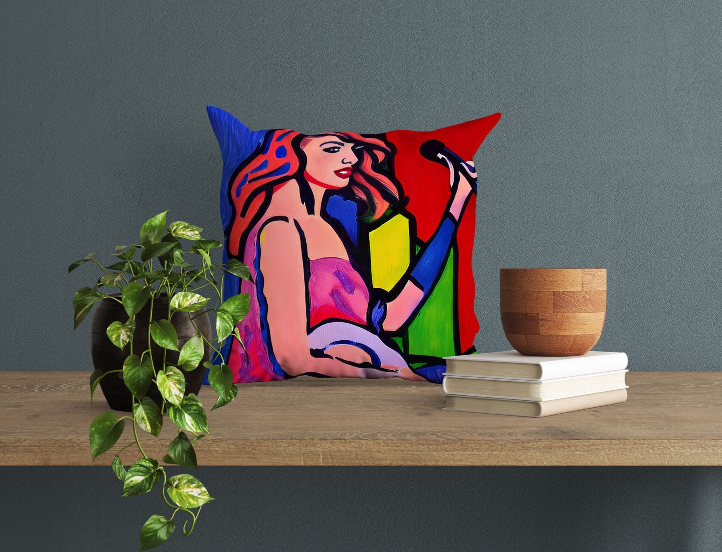 Taylor Swift Singing, Decorative Pillow, Abstract Throw Pillow, Soft Pillow Cases, Colorful Pillow Case, Contemporary Pillow, 20X20 Pillow