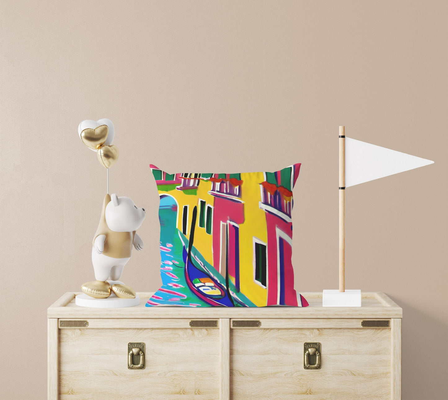 Venice Abstract Pillow, Soft Pillow Cases, Colorful Pillow Case, Fashion, 20X20 Pillow Cover, Farmhouse Pillow, Abstract Decor