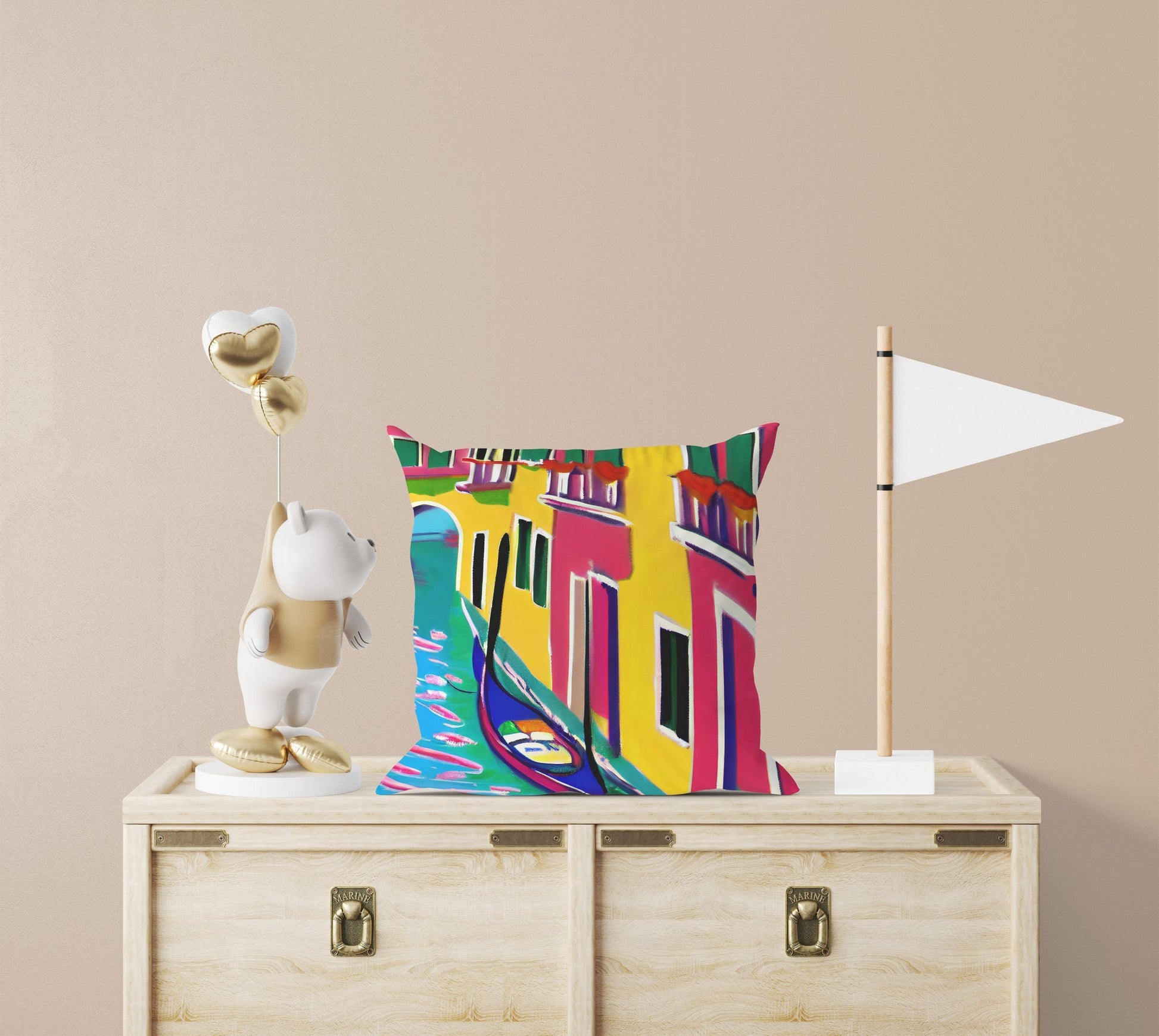 Venice Abstract Pillow, Soft Pillow Cases, Colorful Pillow Case, Fashion, 20X20 Pillow Cover, Farmhouse Pillow, Abstract Decor